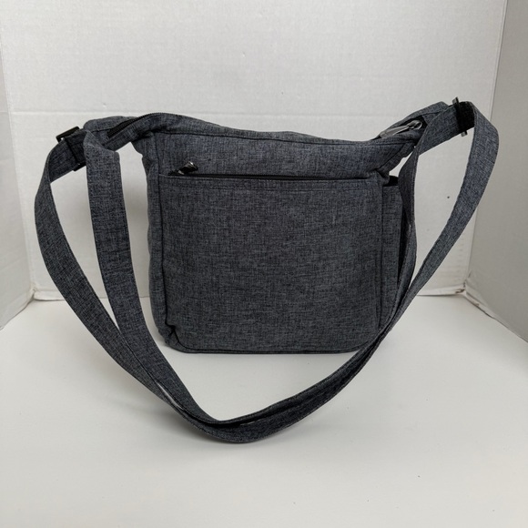 Lug Flutter Crossbody Purse Pockets Organizer Travel RFID Heathered Grey Black - Picture 7 of 15